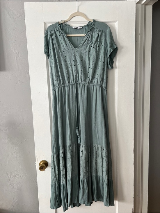 Sonoma Goods For Life Dresses & Skirts - Sage Green Eyelet V-Neck Tiered Maxi Dress